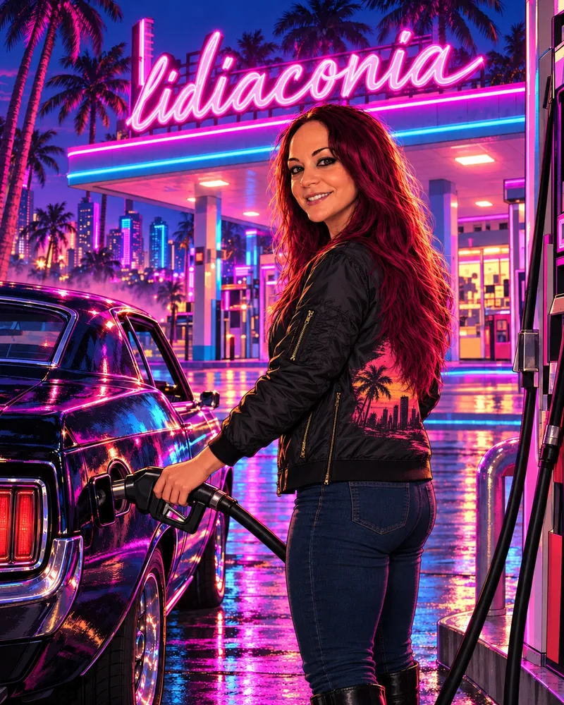 Ilustración estilo GTA VI creada con uno de los prompts